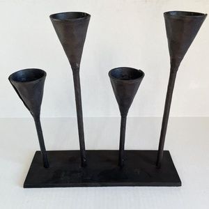 Pottery Barn Rustic Petaluma Brutalist Hammered Iron Multi Taper Candle Holder